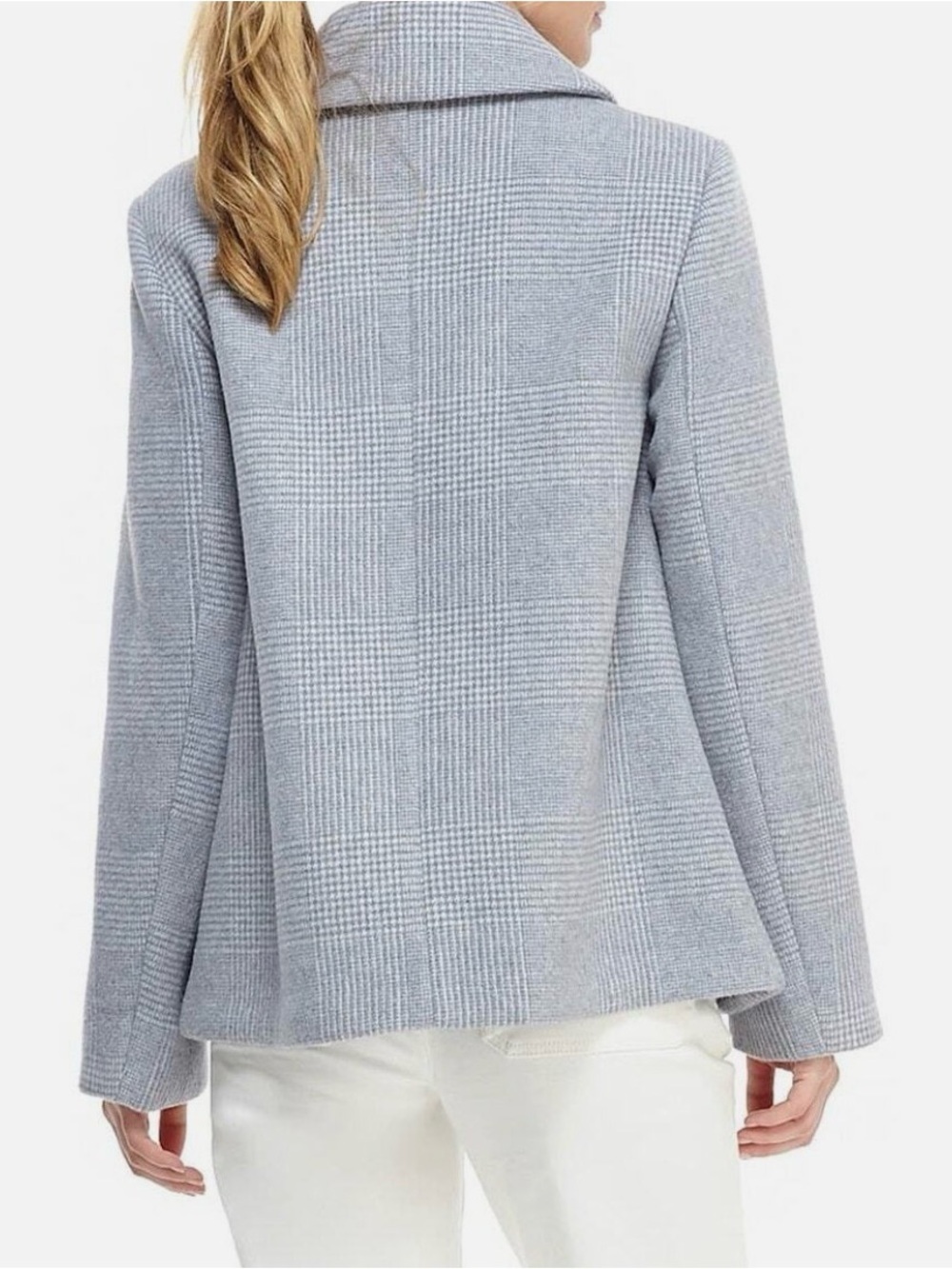 Gal Meets Glam Collection Aubrey Scalloped Houndstooth Check Blue Coat Size M - Picture 12 of 12